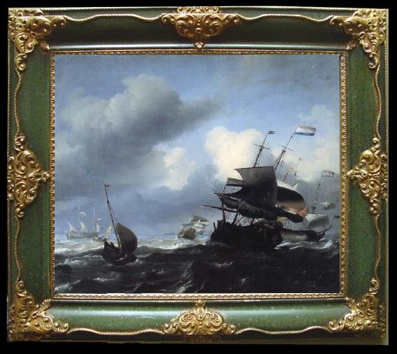 framed  Ludolf Backhuysen Seascape with Ships, Ta119-4